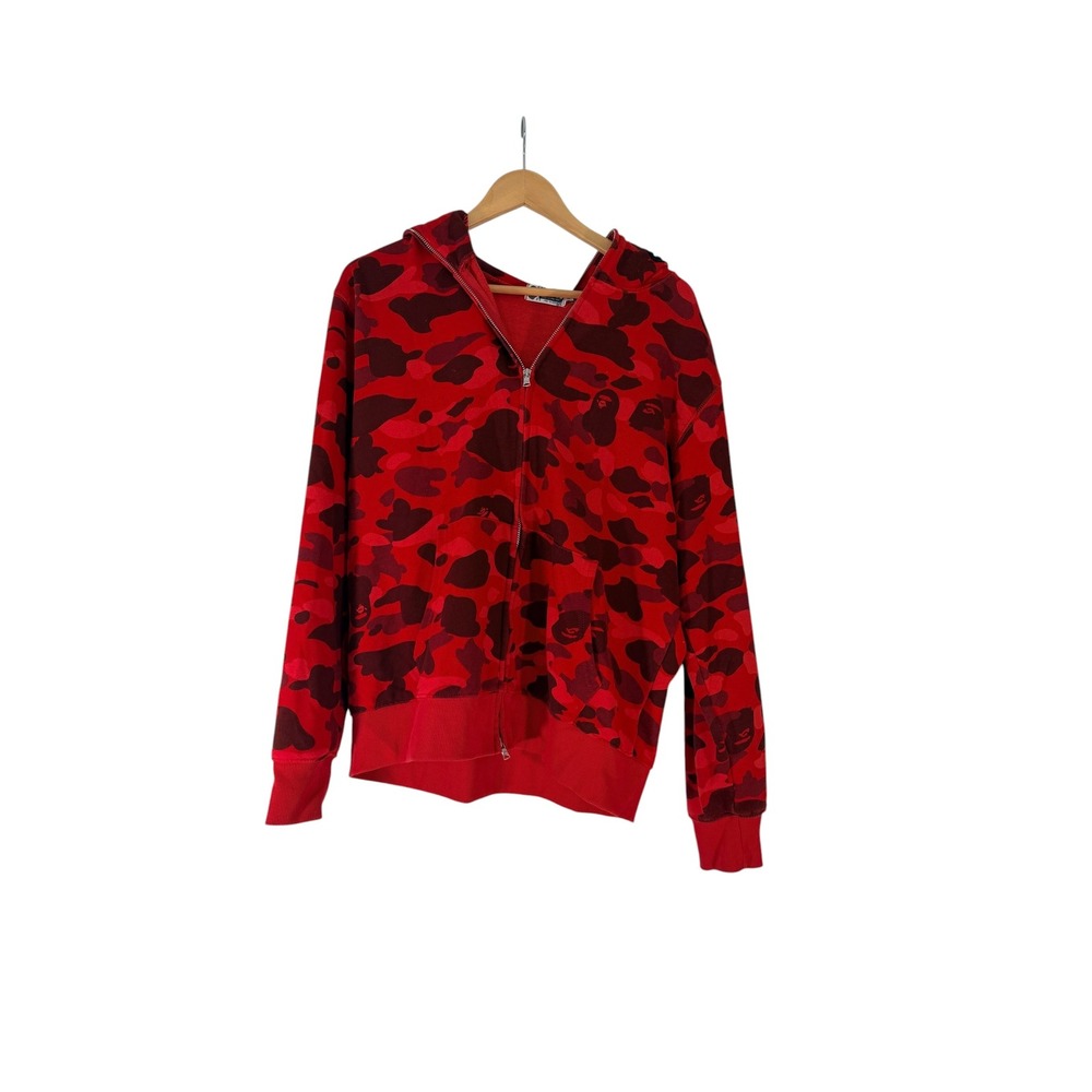 A Bathing Ape Red Camo Shark Full Zip Hoodie XL 001ZPE301017X Made in Japan